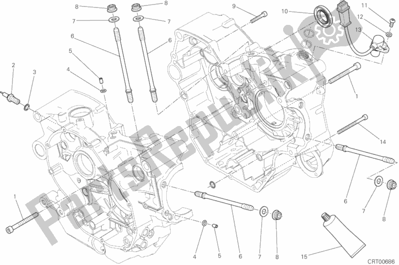 All parts for the Half-crankcases Pair of the Ducati Scrambler Urban Enduro 803 2015
